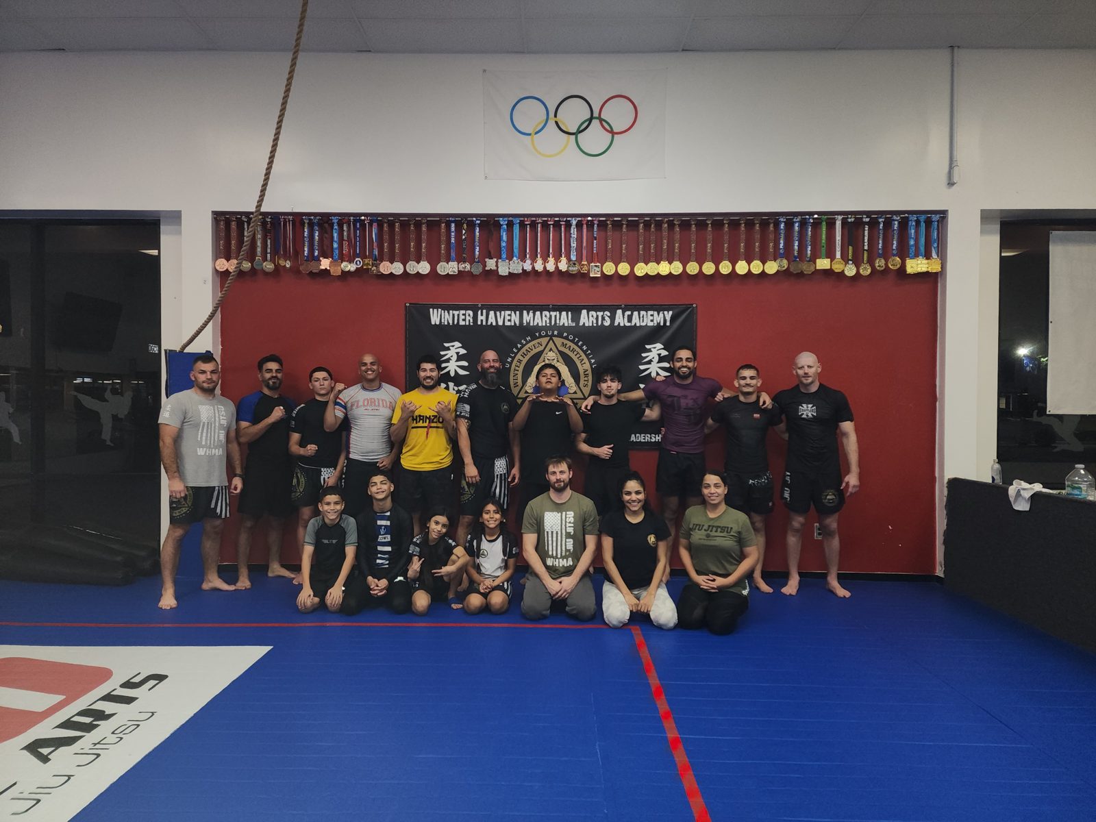Large adult class group photo on the mats in Winter Haven, FL