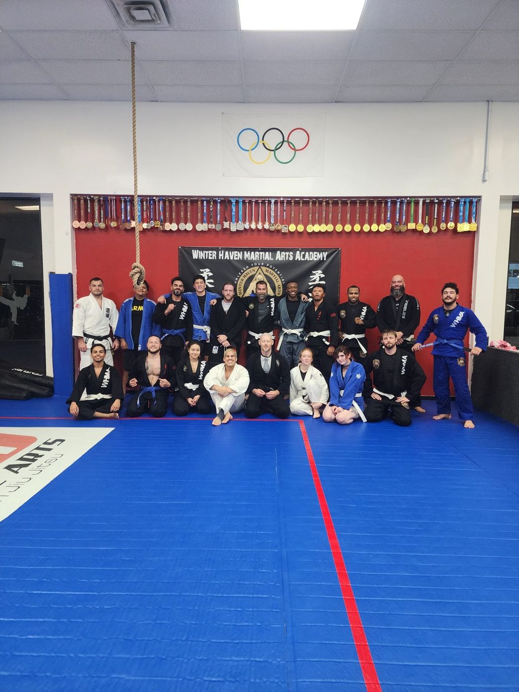 Kids and adults after a mixed martial arts class in Winter Haven, FL